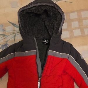 Zeroxposure Red and Gray Hooded Winter Coat